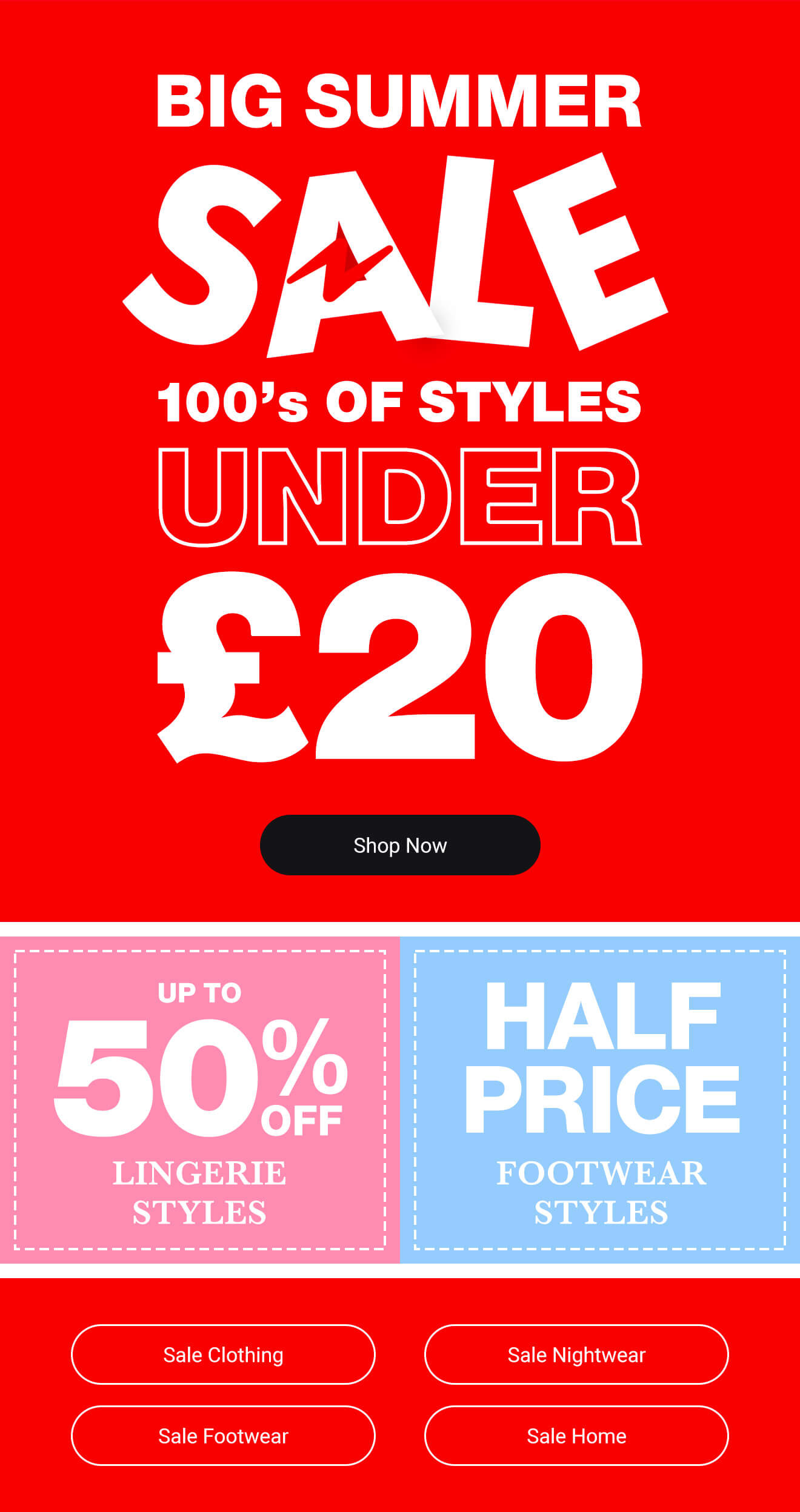 Big summer sale - hundreds of styles under £20